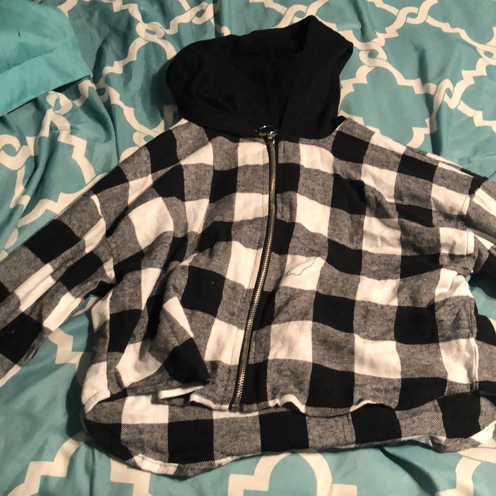 Black and White Cropped Hoodie